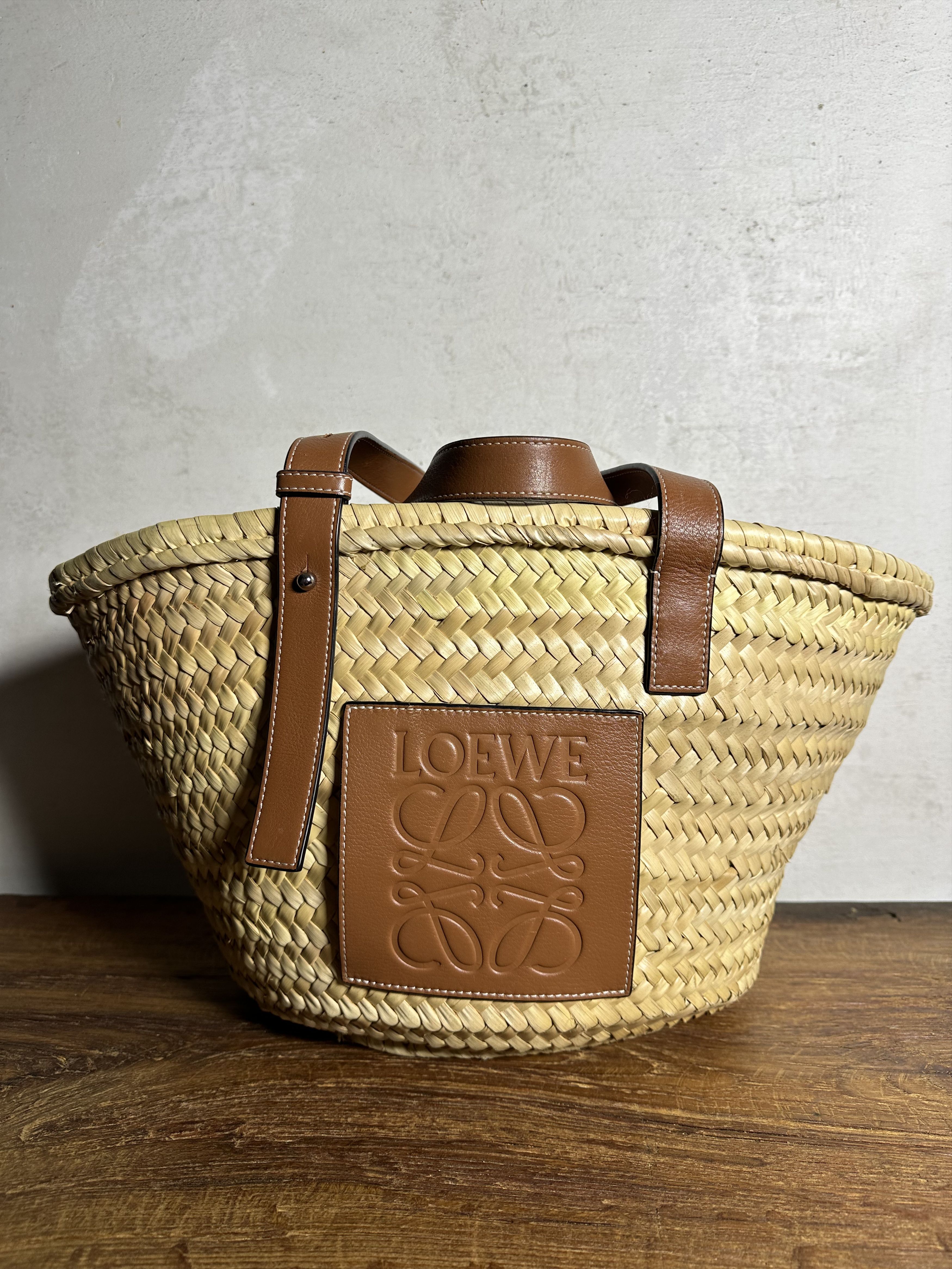 Loewe LOEWE Basket bag Medium Anagram Tote Bag Raffia Beige Size ONE SIZE - 1 Thumbnail