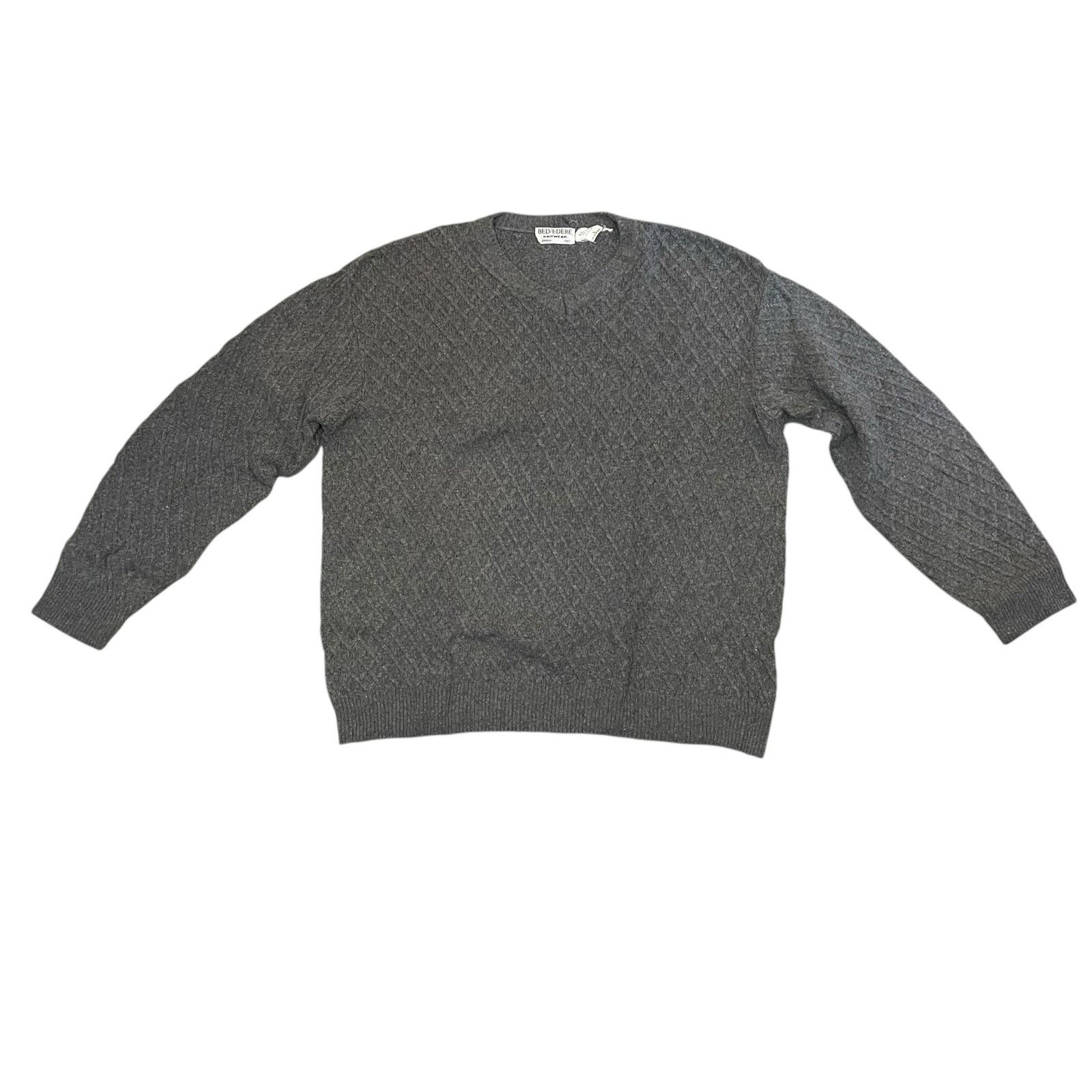 Belvedere × Vintage Belvedere Knitwear Gray Textured Wool Blend Sweater Large Size US L / EU 52-54 / 3 - 1 Thumbnail