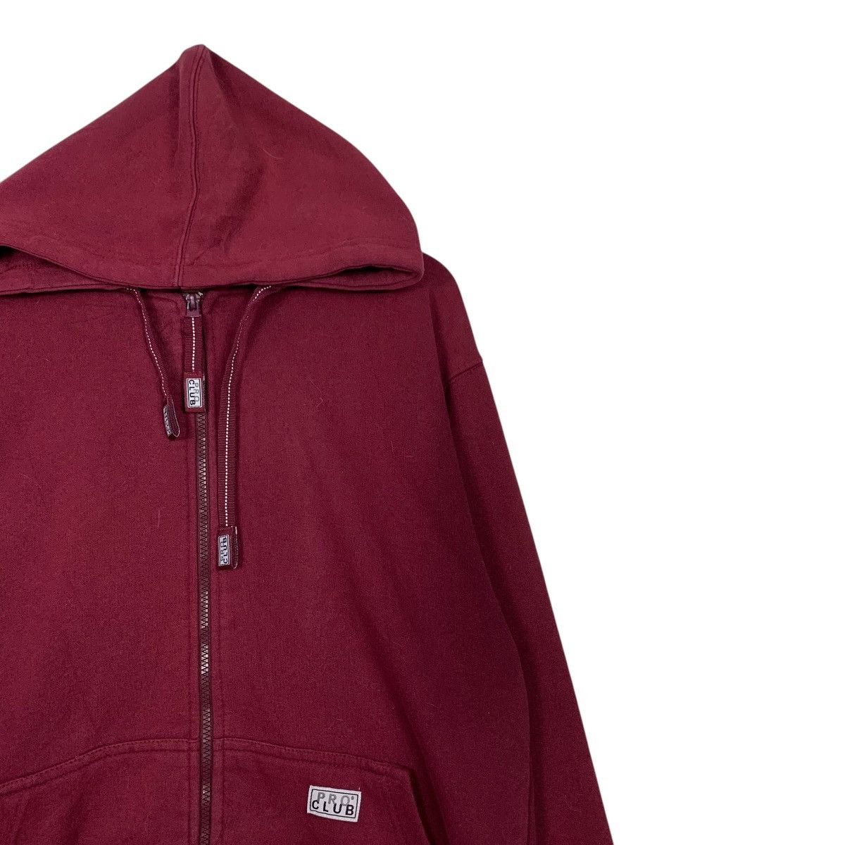 Vintage PRO CLUB Maroon Zipper Hoodie Sweatshirt #2427-C109 Size US M / EU 48-50 / 2 - 5 Thumbnail