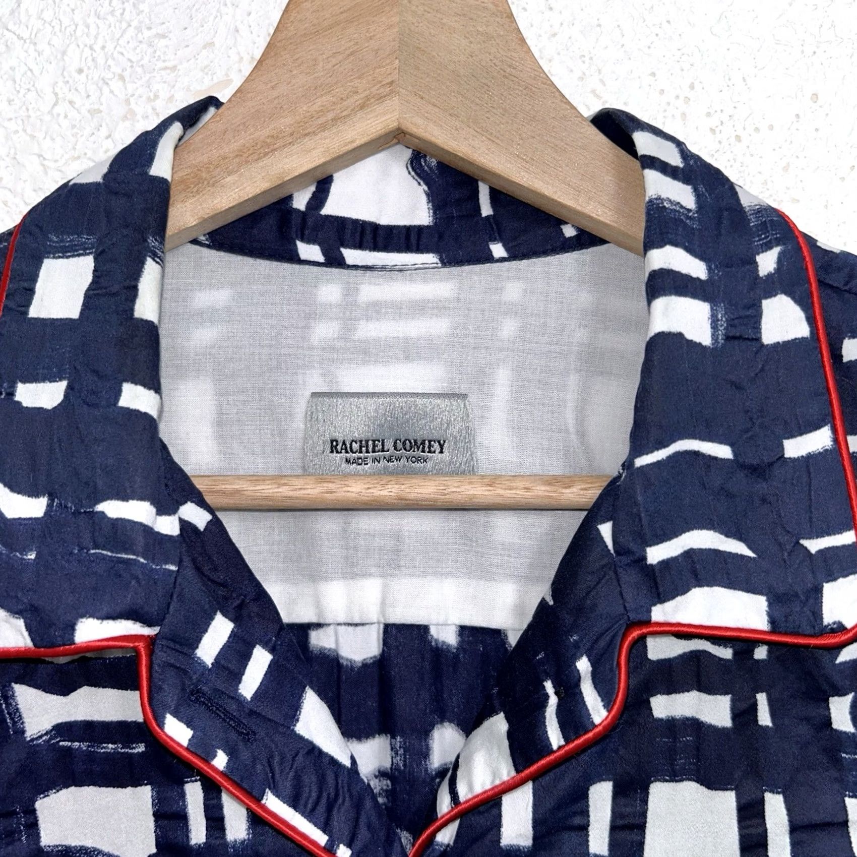 Rachel Comey Rachel Comey Button-Up Top Jacket Long Sleeve Women’s 4 Blue Art Pattern Knit 100% Cotton Casual Everyday Urban Fashion Modern NY Designer Womens Size S / US 4 / IT 40 - 4 Thumbnail