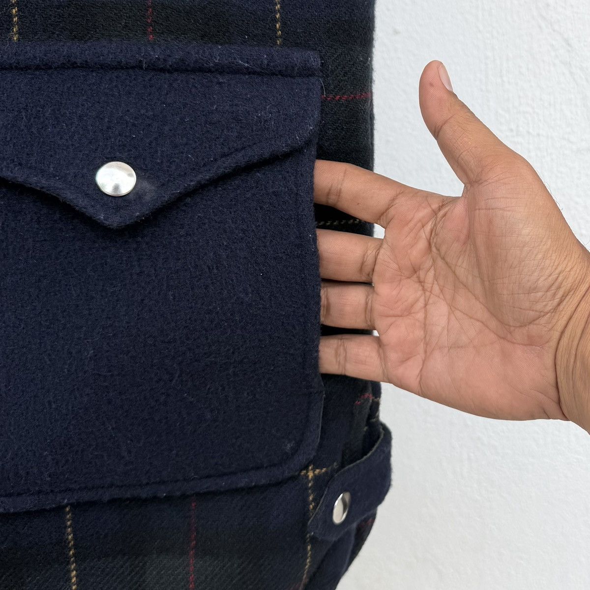 Japanese Brand Black & Blue Wool Vest Tartan Panel Heritage Utility Vest Size US M / EU 48-50 / 2 - 8 Thumbnail