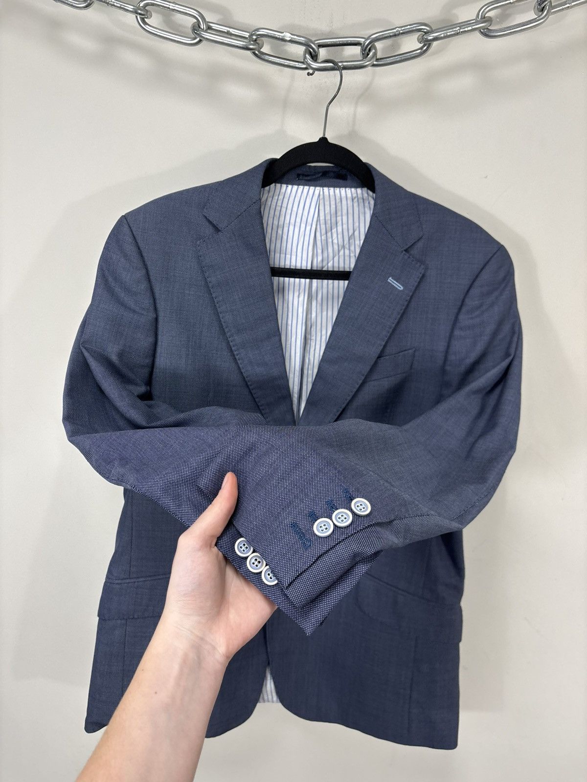 Vitale Barberis Canonico Thomas Baldwin Sartoriale Men’s VBC Super 140s Wool Suit Size 40R - 9 Thumbnail