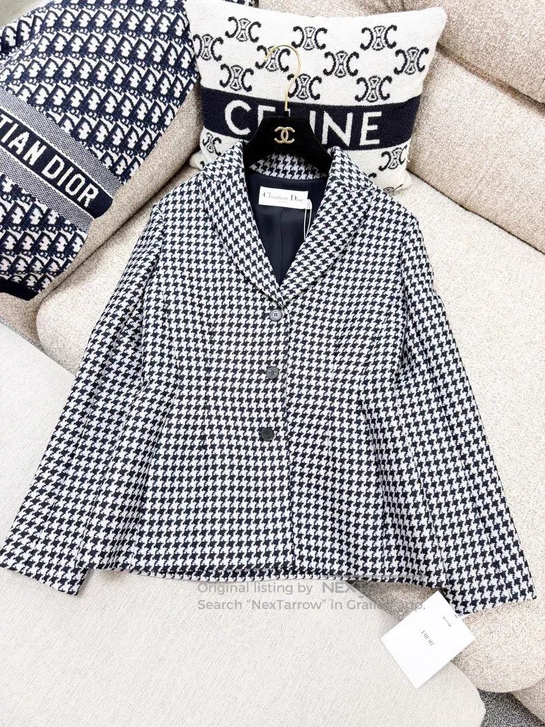 Dior Dior Thousand-bird check waisted suit jacket Size XS / US 0-2 / IT 36-38 - 2 Thumbnail