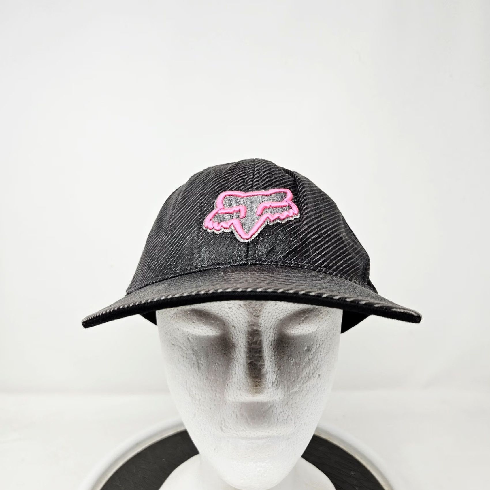 Fox Racing Fox Racing Hat Cap Baseball Fitted Mens 7 Black Pink Striped Logo Motorcycle Cotton Spandex Twill Casual Vintage No Size ONE SIZE - 2 Thumbnail