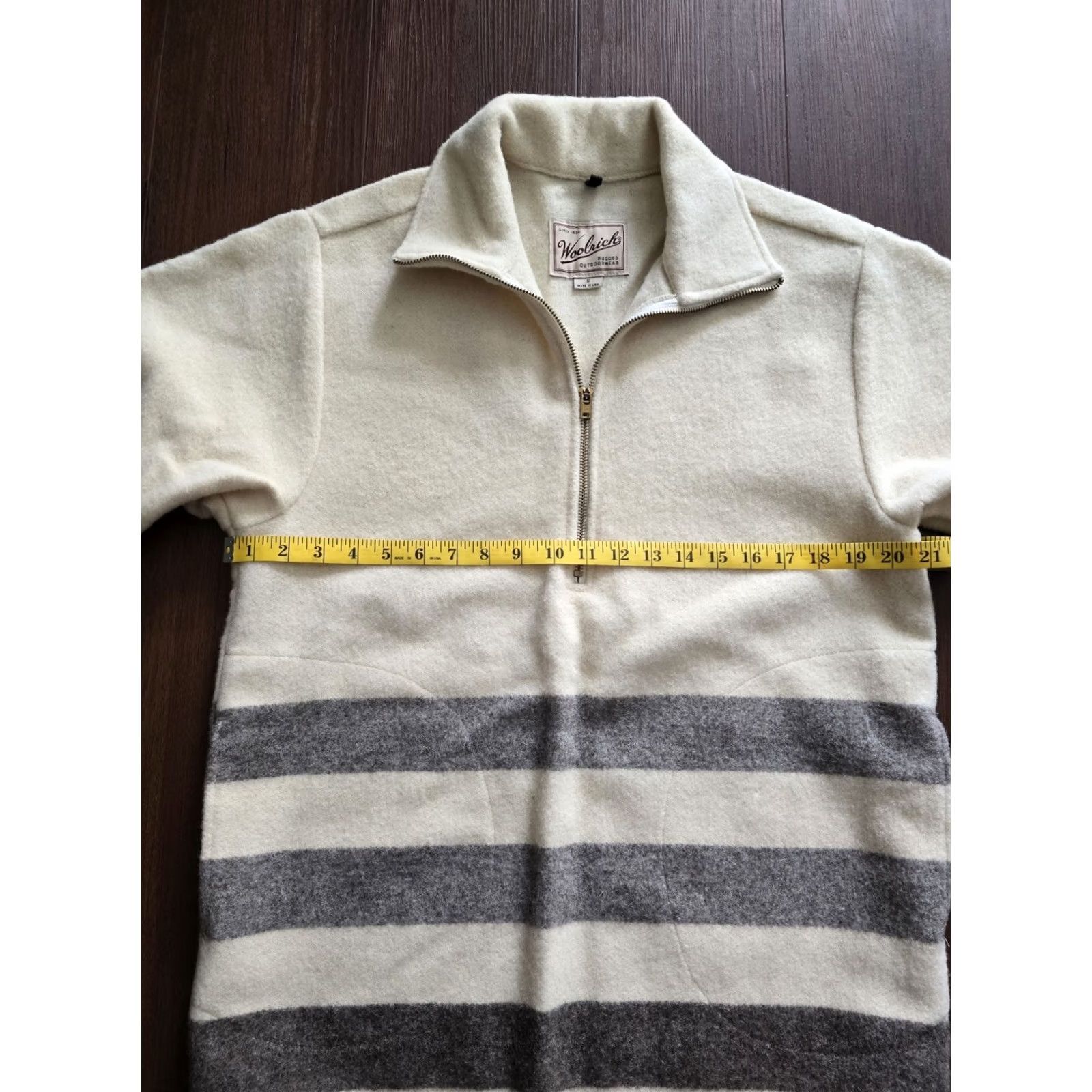 Vintage VINTAGE Woolrich Pullover 1/2 Zip Pockets Wool Mens Small Cream Grey USA Shirt Regular XS? Size US S / EU 44-46 / 1 - 6 Thumbnail