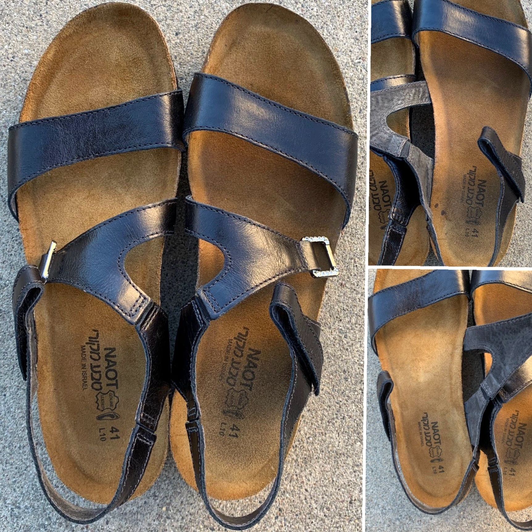 Vintage NAOT Pamela wedge Sandal Black Leather 41 Ladies 10 - Naot - Sandal - Wedge - Leather - Hook & Loop - Strappy - Travel Casual - Women - Vintage: No Size US 10 / IT 40 - 7 Thumbnail
