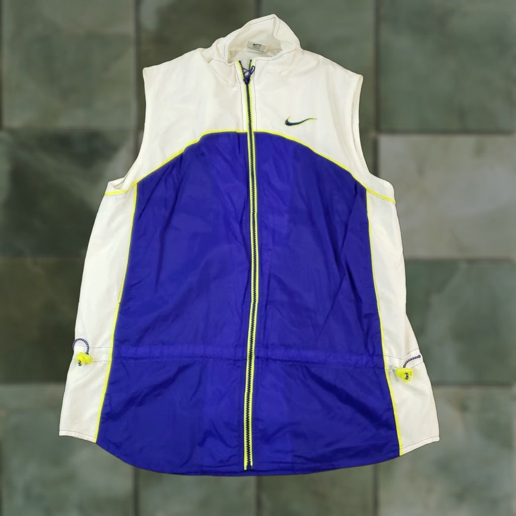 Nike VINTAGE Nike Windbreaker Vest Womens Large White Blue Full Zip Lightweight 90s Size M / US 6-8 / IT 42-44 - 1 Thumbnail