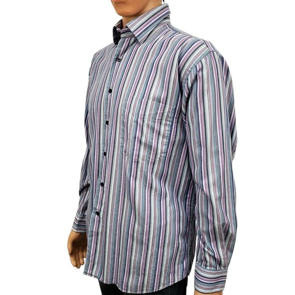 Alan Flusser Alan Flusser Shirt Hidden Button Down Collar Striped L/S M Size US M / EU 48-50 / 2 - 6 Thumbnail