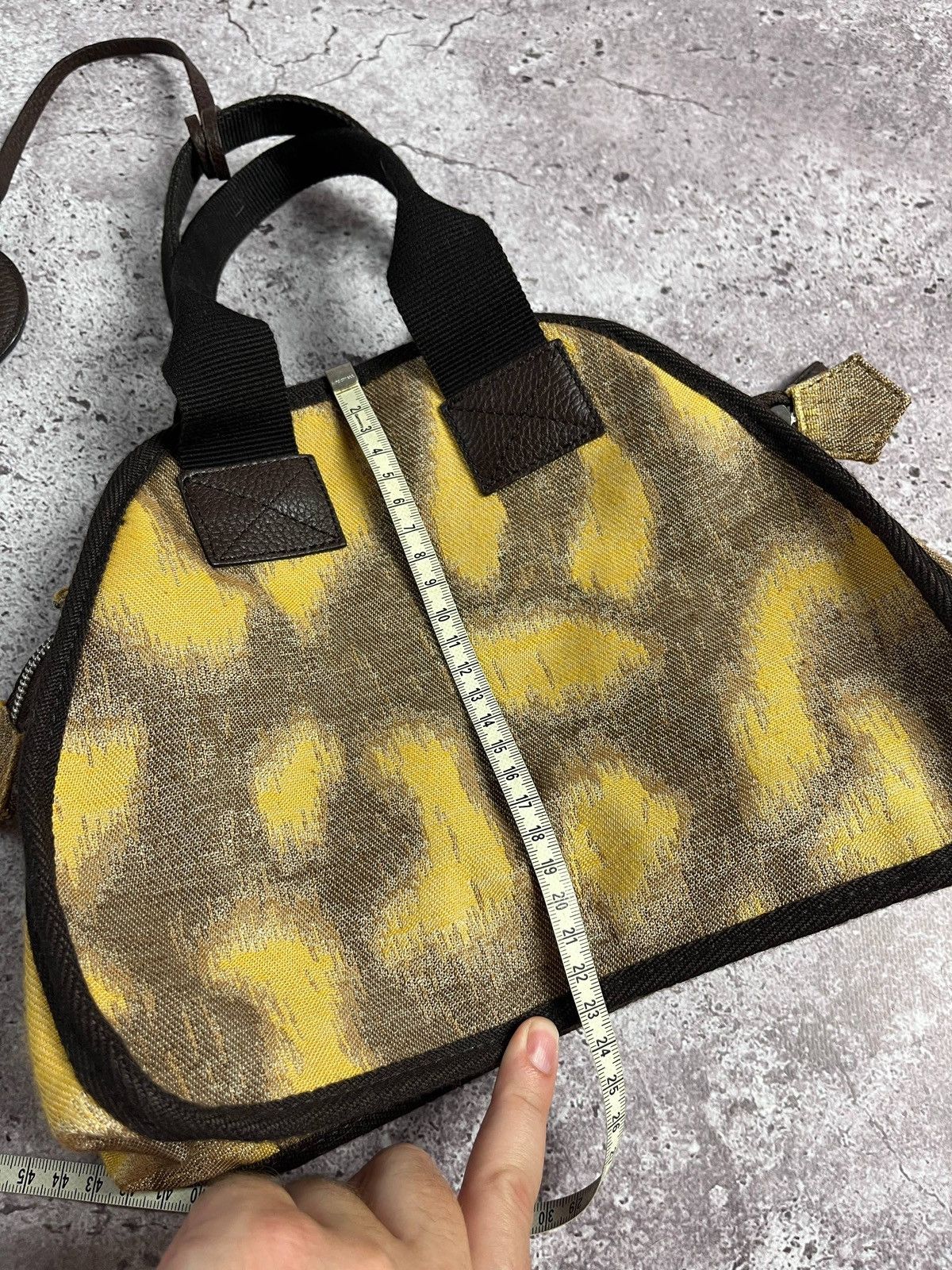 Vivienne Westwood Yellow Leopard Print Handbag OrbLogo Canvas SatchelTote Rare Size ONE SIZE - 16 Thumbnail