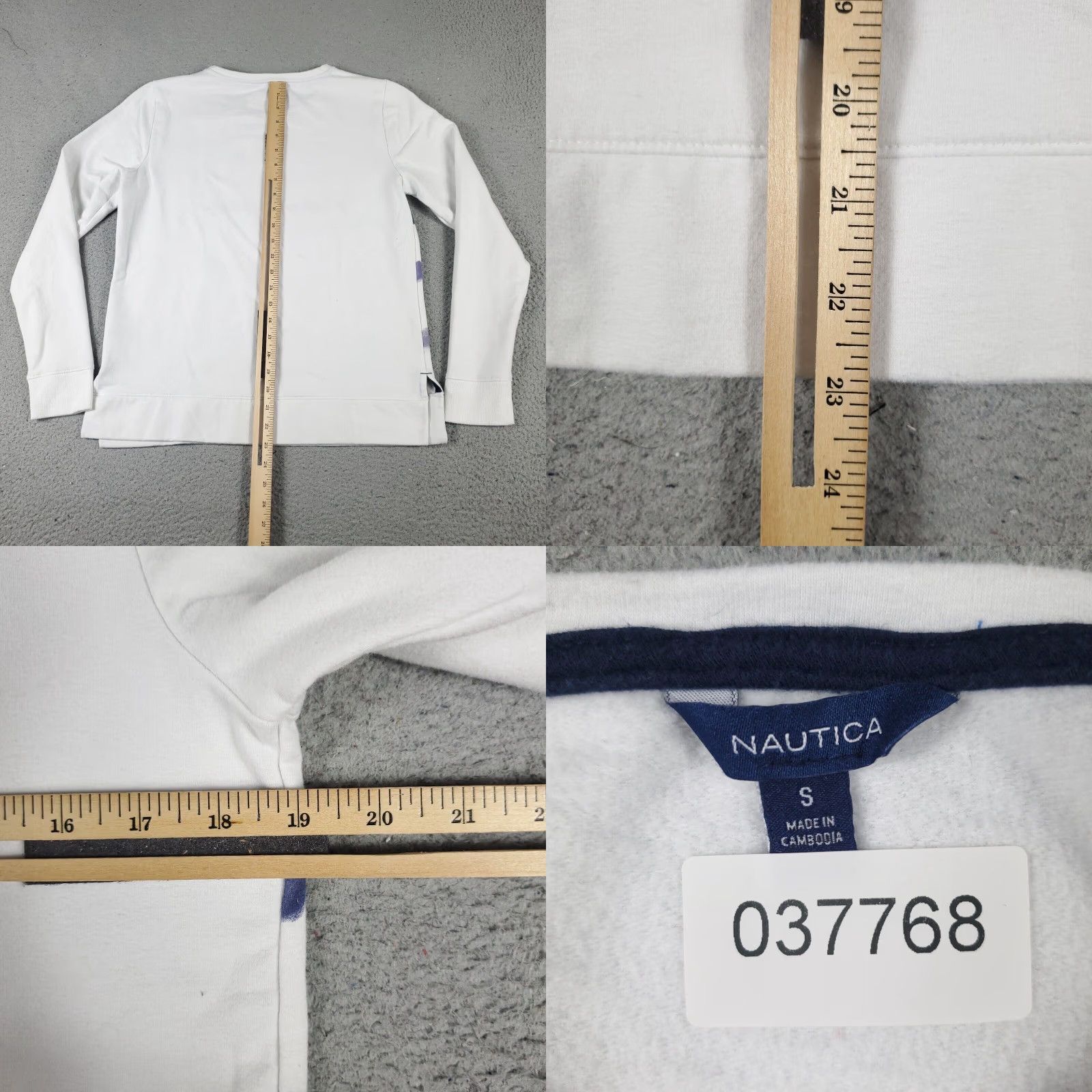 Nautica Nautica Striped Pullover Sweater Womens Small White Cotton Fleece Crew Neck Long Sleeve Size S / US 4 / IT 40 - 8 Thumbnail