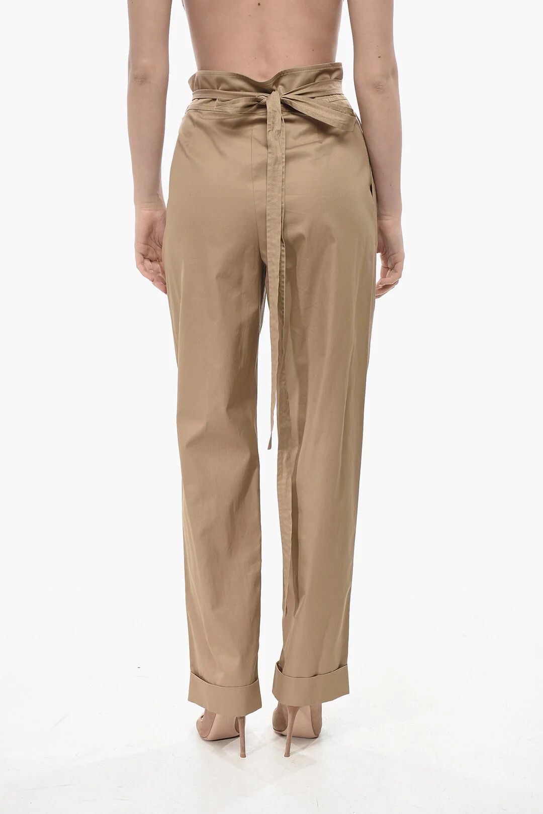 Saint Laurent Paris og1mm0326 Two-Pleat Cotton Pant in Beige Size 28" / US 6 / IT 42 - 2 Thumbnail