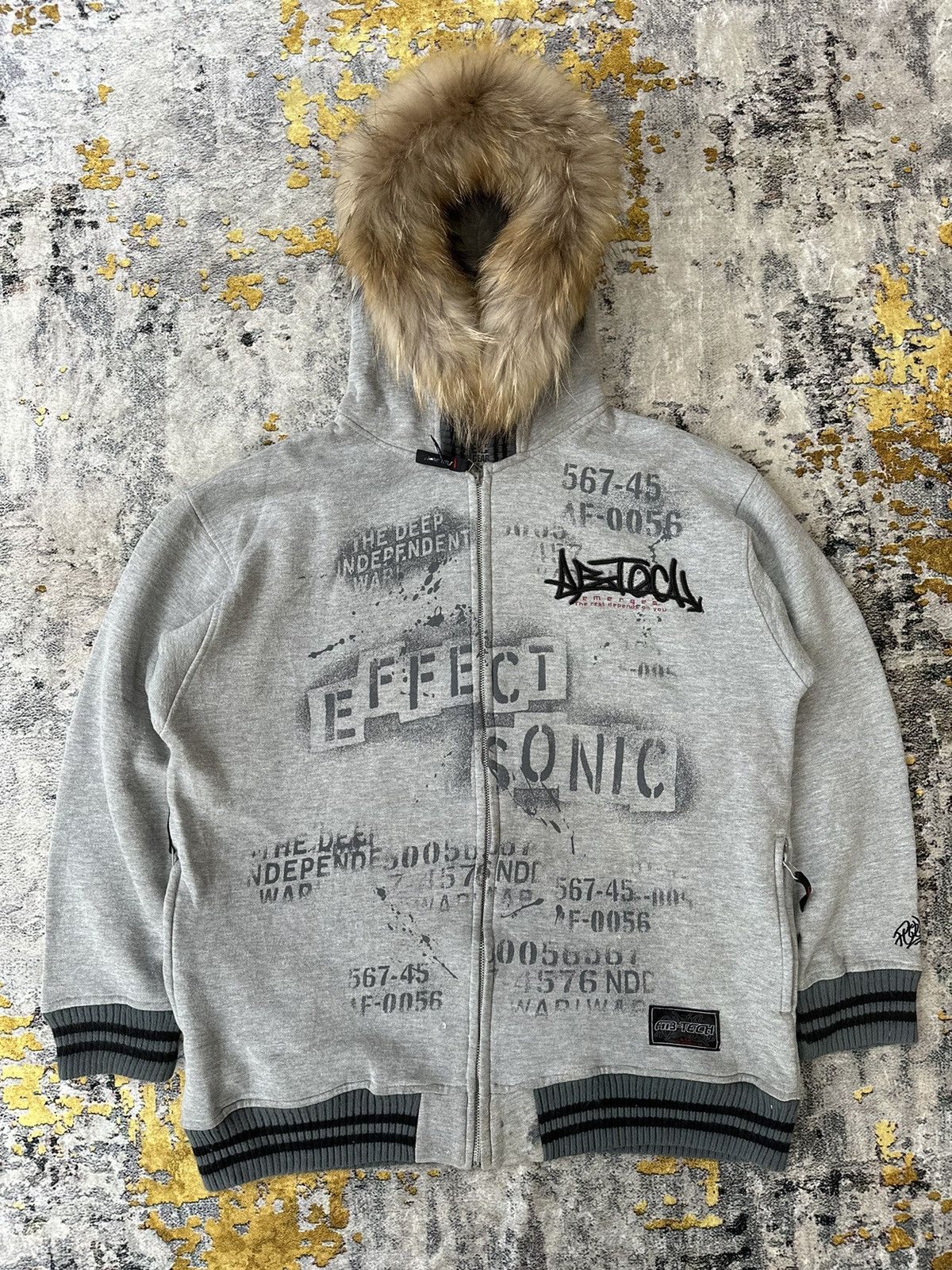 20471120 SICK TRASHED FUR ZIP HOODIE POEM EMBROIDERY IFSIX LGB STYLE Size US XL / EU 56 / 4 - 1 Thumbnail