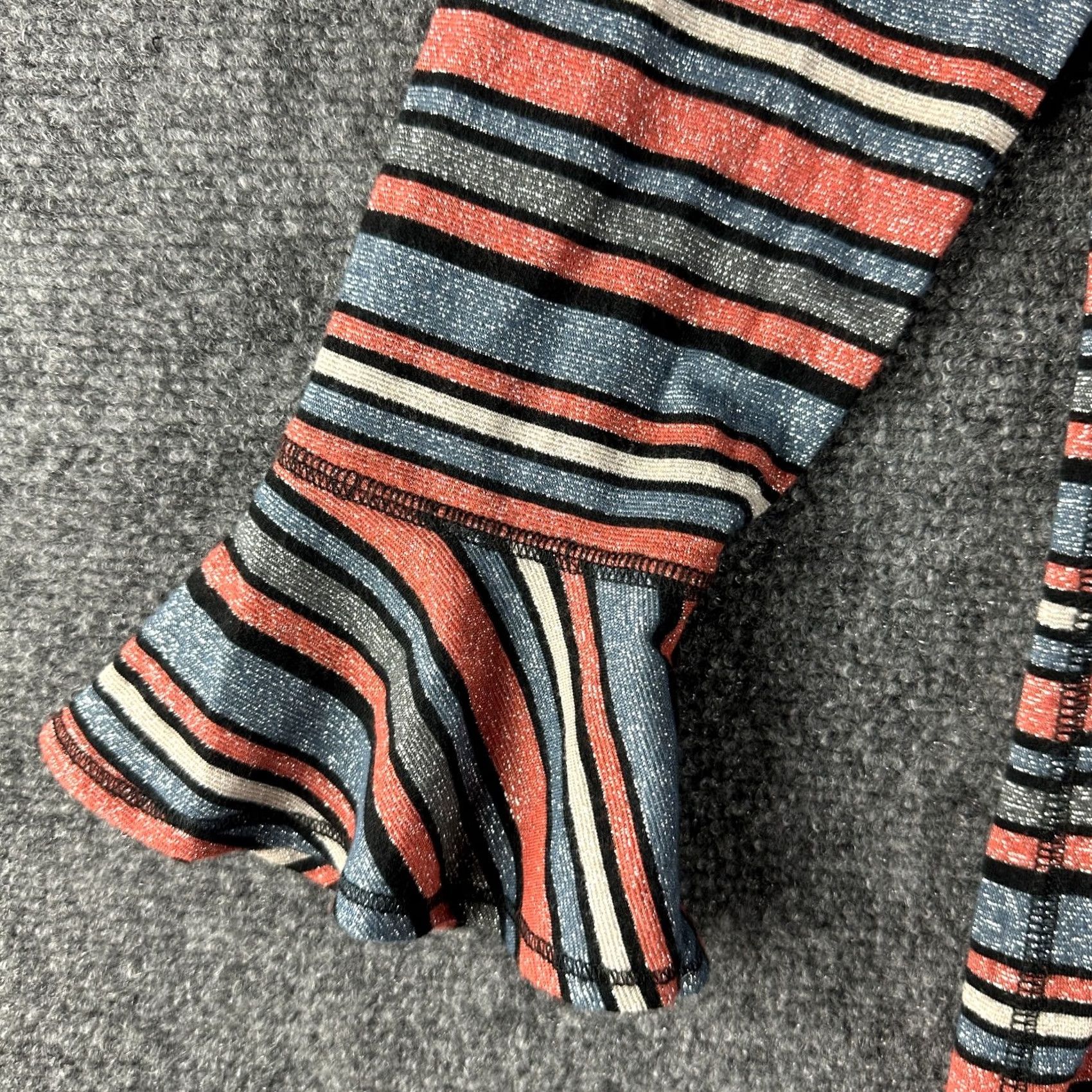 Free People Free People Top Womens L Orange Blue Knit Bell Sleeve 3/4 Striped Metallic Bohemian Modern Shirt Womens Size L / US 10 / IT 46 - 2 Thumbnail