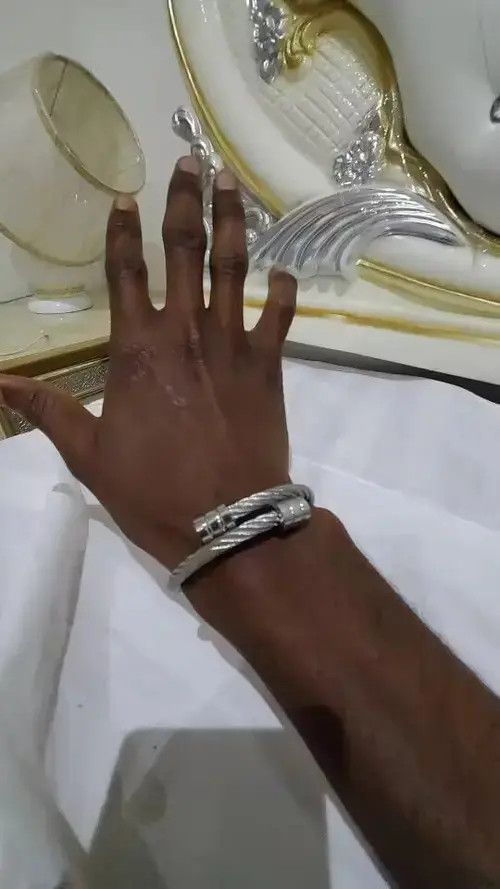 Other Hip Hop Stainless Steel Men Bangle Adjustable Open Cuff Size ONE SIZE - 1 Thumbnail