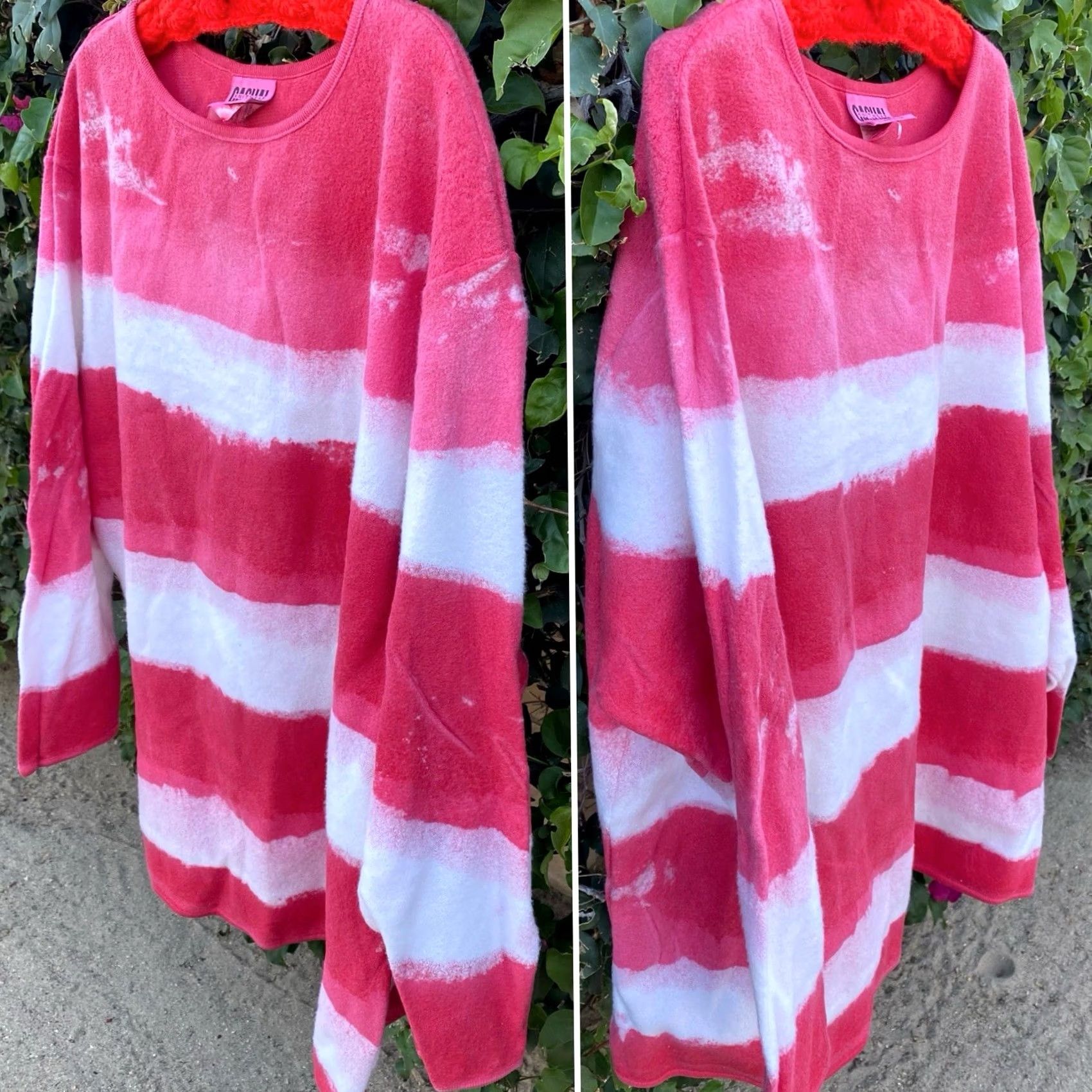 Pinko VINTAGE Casual Knitwear By Dobie Pink Striped Boxy 1X T-Shirt Women Size XL / US 12-14 / IT 48-50 - 2 Thumbnail