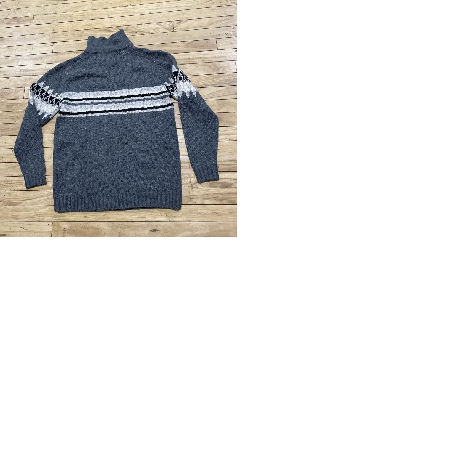 Vintage VINTAGE URIGHT Wool Sweater Cable-Knit Fair Isle Nordic Fisherman Cowl Long Sleeve Adult L Gray Wool Pullover Mens Size US L / EU 52-54 / 3 - 12 Thumbnail
