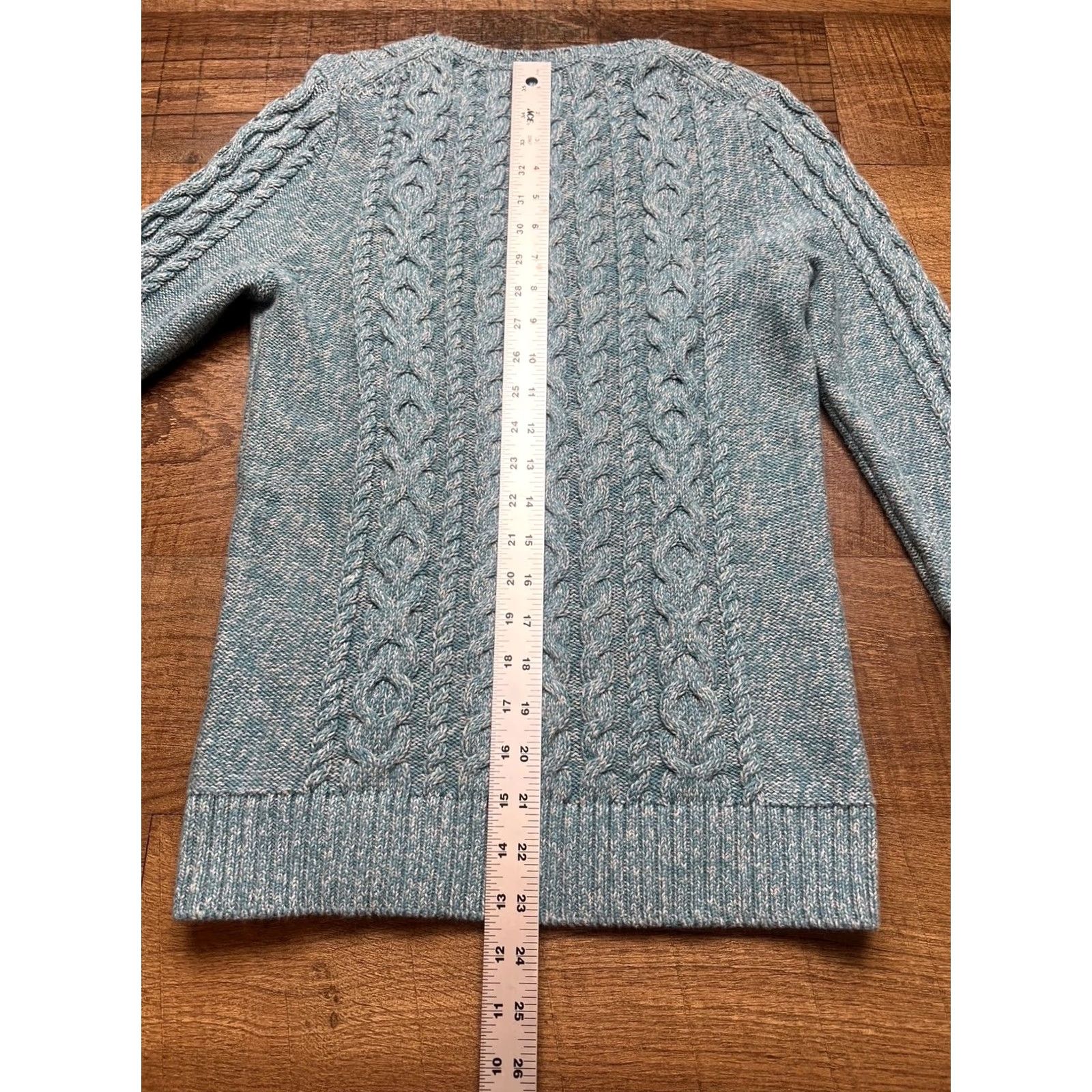 Vintage VINTAGE LL Bean Cable Knit Fisherman Sweater Womens XS Crewneck Teal Gray Cotton Size XS / US 0-2 / IT 36-38 - 7 Thumbnail