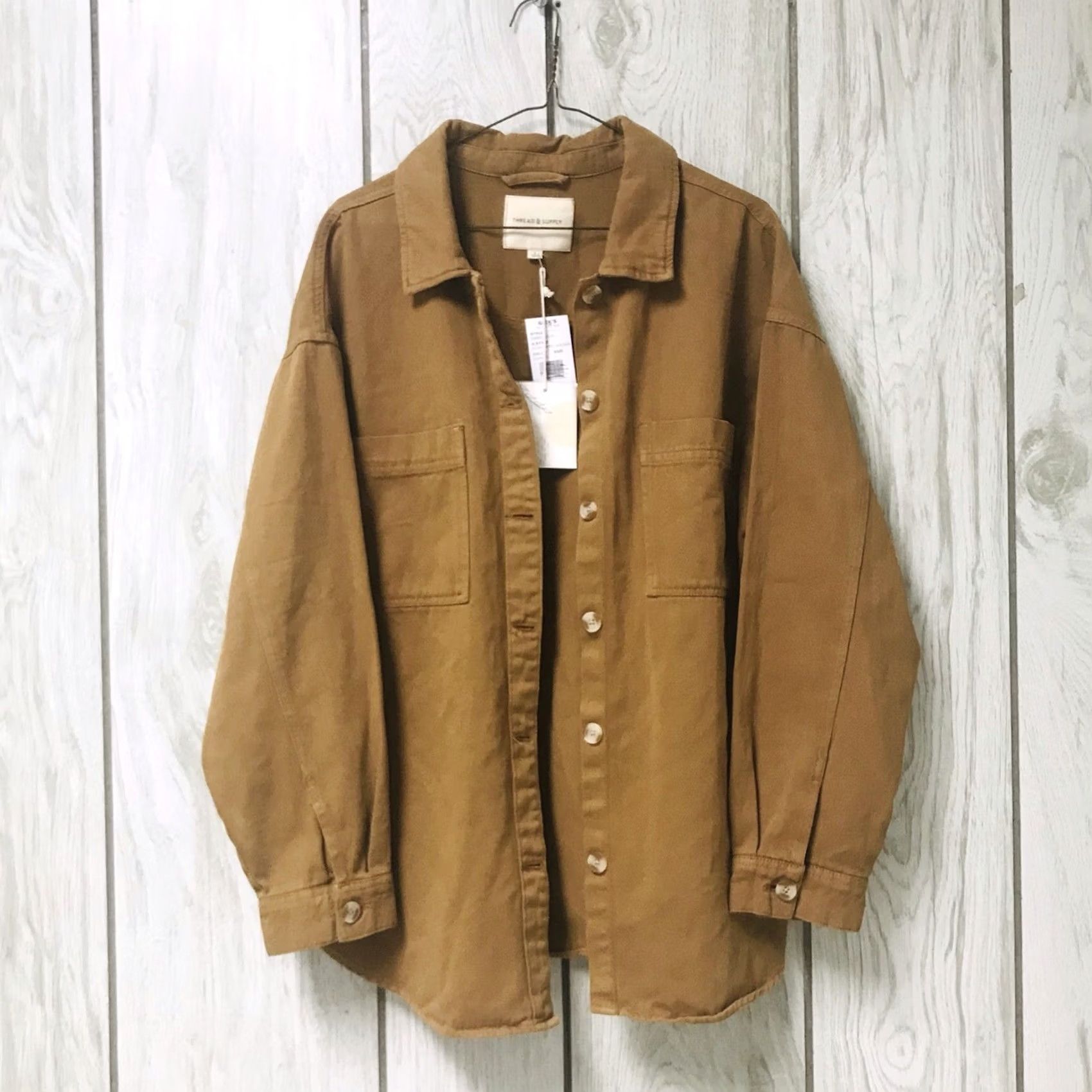Vintage Thread & Supply Women Golden Brown Oversized Fletcher Denim Shirt Jacket L Size L / US 10 / IT 46 - 4 Thumbnail