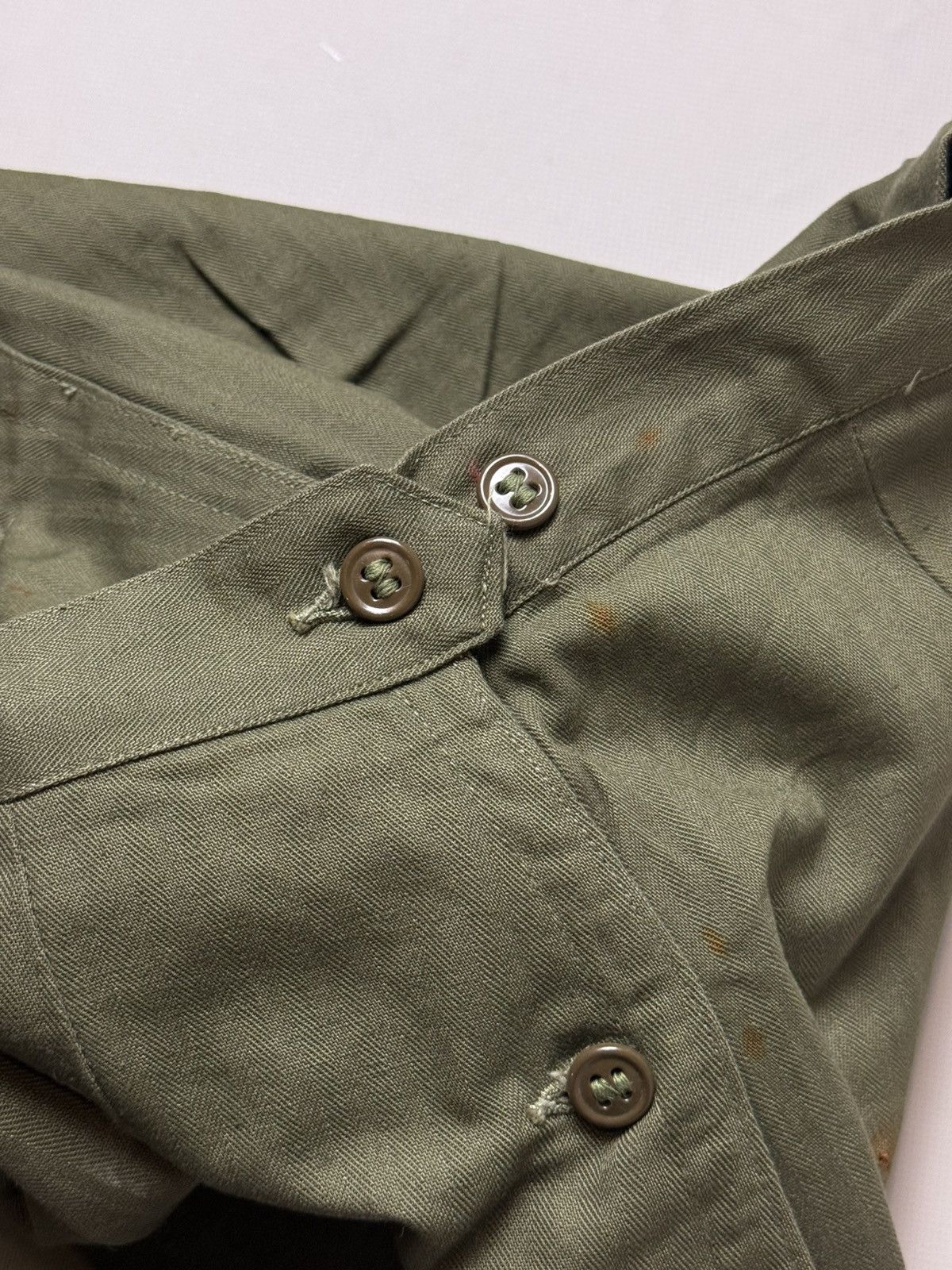 Vintage Original WW2 US Army Corps HBT Herringbone Twill Slack Pants Size 27" / US 4 / IT 40 - 16 Thumbnail