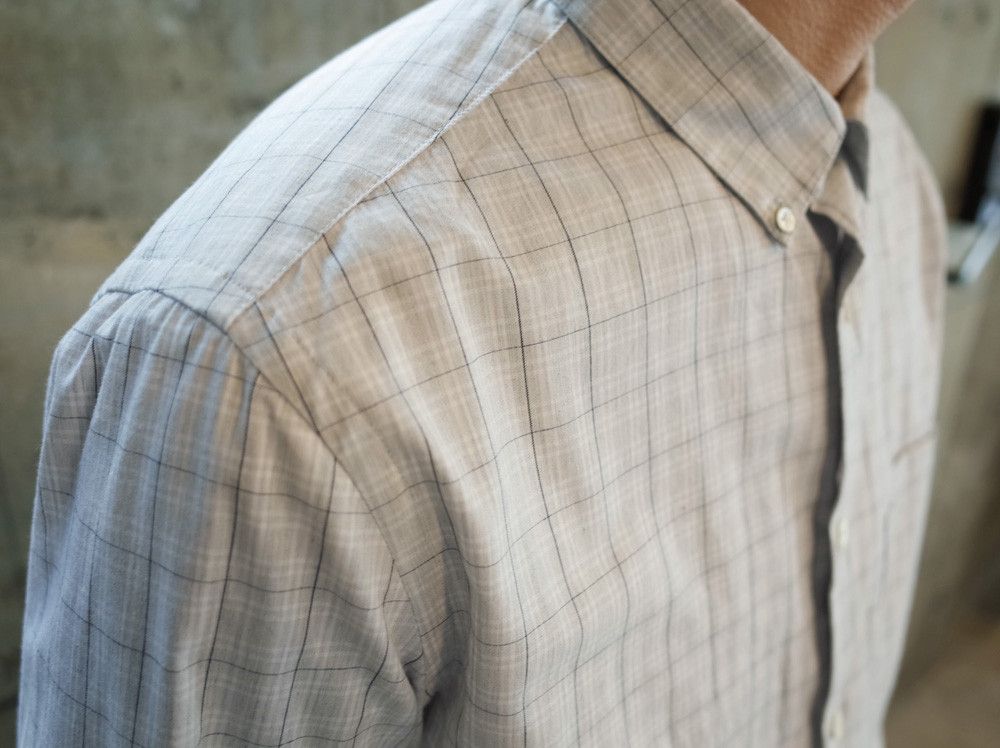 image of Still By Hand Check Shirt in Grey, Men's (Size Medium)