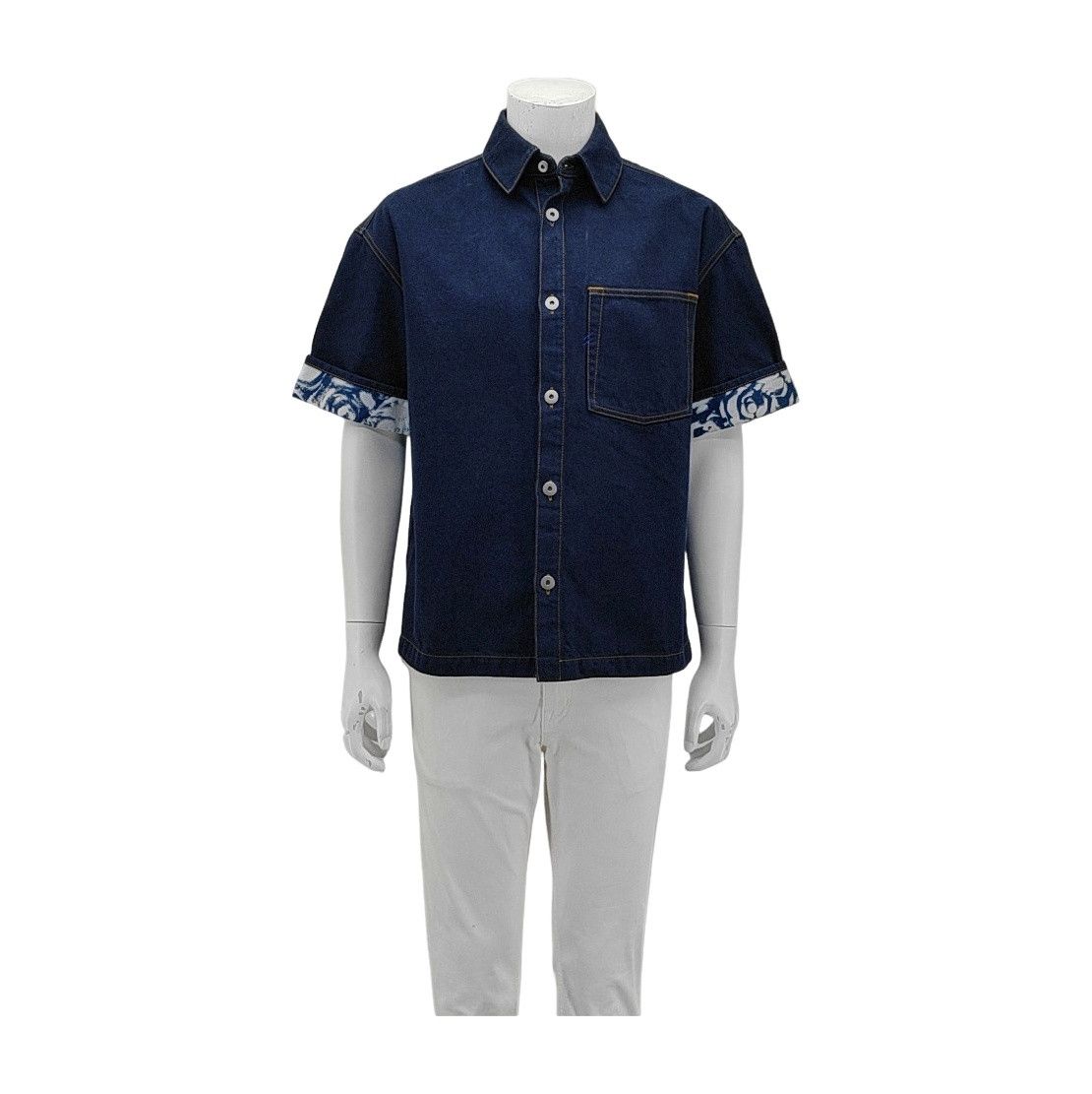 Burberry Burberry Patterned Sleeve Denim Shirt XS Size US XS / EU 42 / 0 - 1 Thumbnail