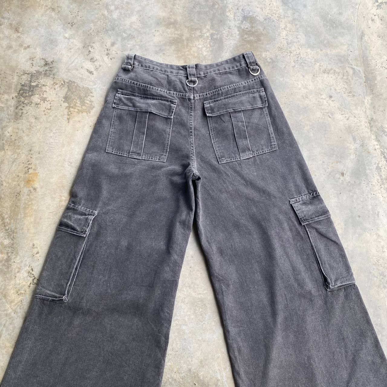 JNCO × Tripp NYC × Vintage ROMWE SUPER BAGGY RAVER PANT DENIM CARGO FADED BLACK Size US 32 / EU 48 - 8 Thumbnail