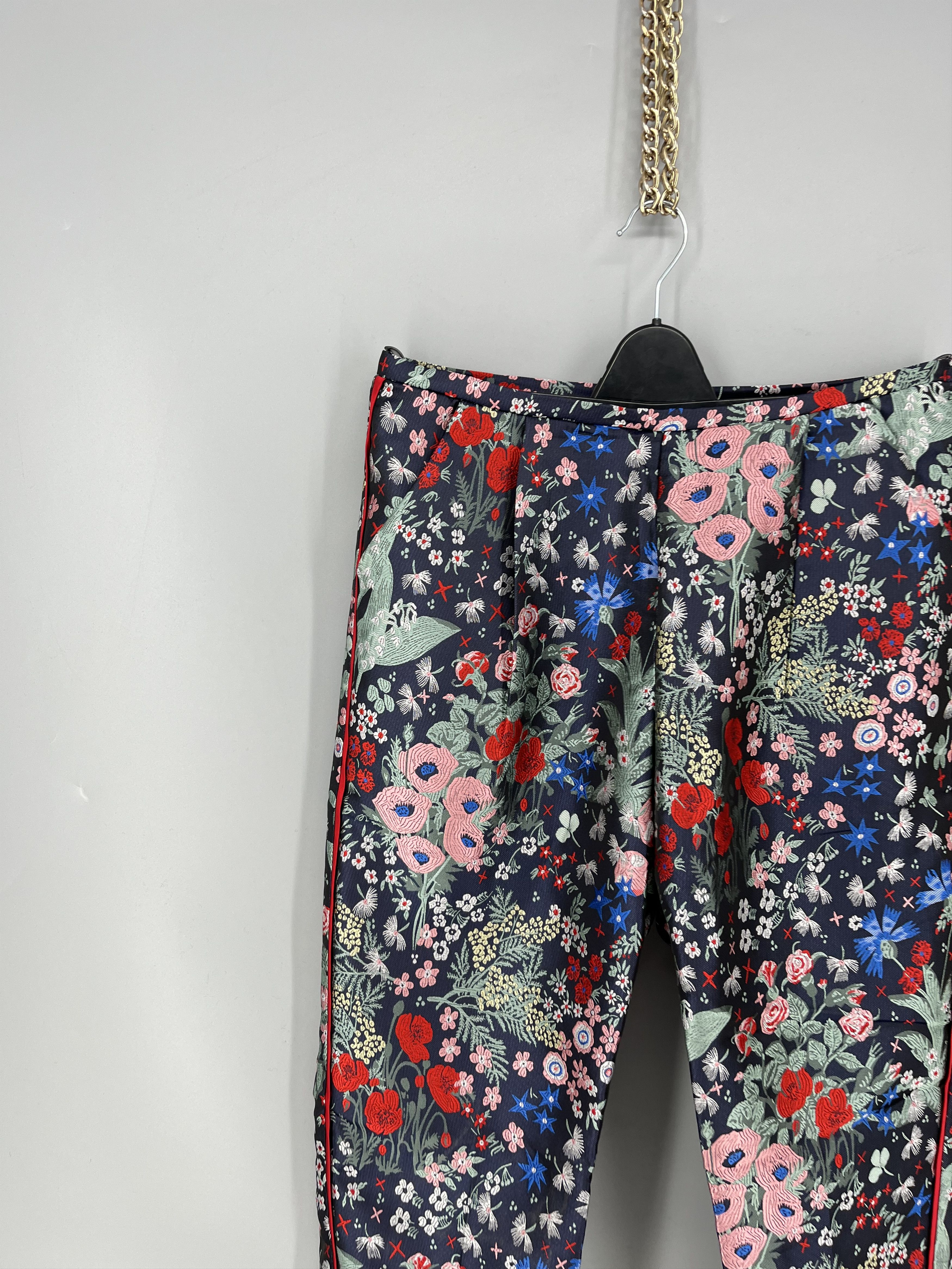 Vintage NEW SISTER JANE Floral Jacquard Trousers Size 30" / US 8 / IT 44 - 3 Thumbnail