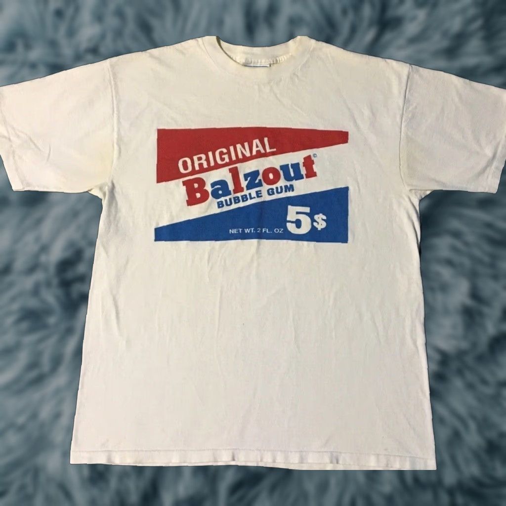 FUCT VINTAGE Balzout Shirt XL White 90s Bazooka Gum Joke Distressed Crackle Single Stitch Men T-Shirt Vintage 90s Surf Rock Punk USA US Made Xl Crude Fun Size US XL / EU 56 / 4 - 1 Thumbnail