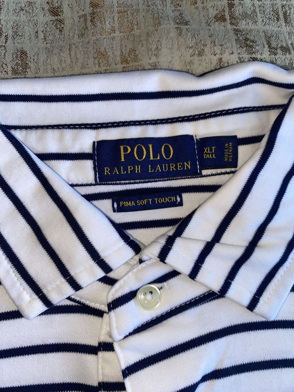 Polo Ralph Lauren White/Black Striped Polo Ralph Lauren Short-Sleeve Size US XL / EU 56 / 4 - 6 Thumbnail