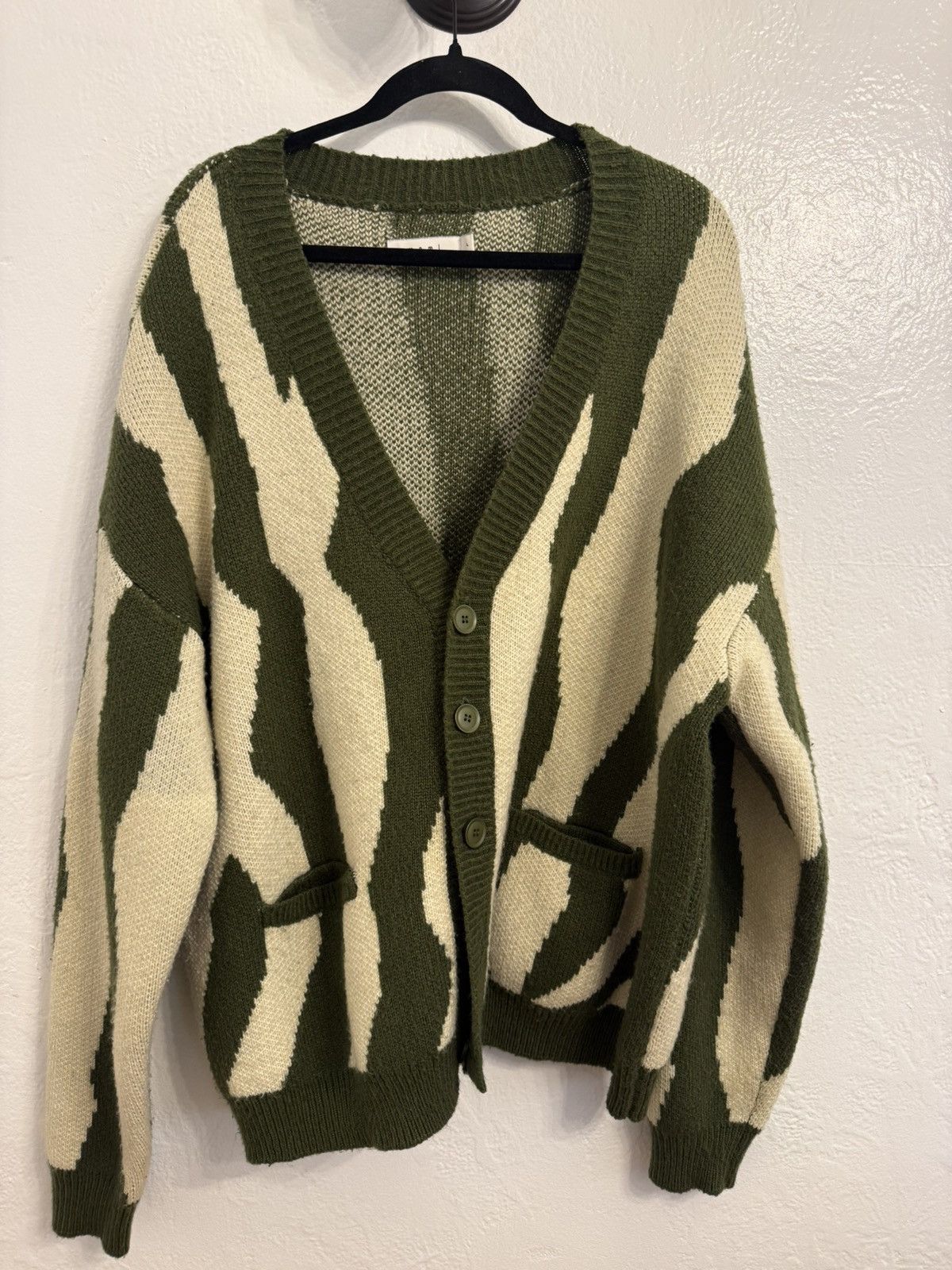 MNML mnml Zebra Green/White Cardigan Size Large Size US L / EU 52-54 / 3 - 2 Thumbnail