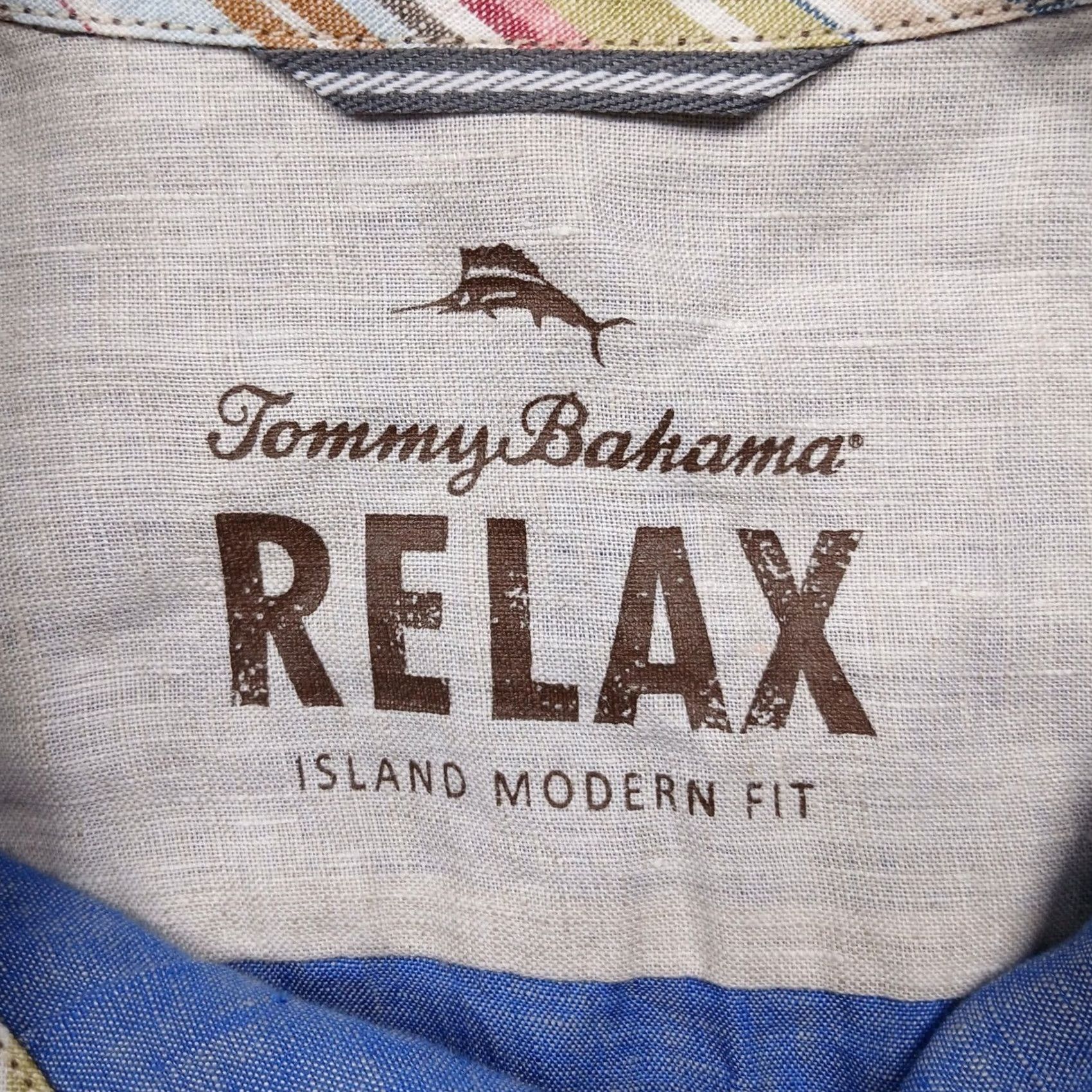 Tommy Bahama Tommy Bahama Relax Linen Shirt Men's XL Blue Island Modern Fit Long Sleeve Button-Down Shirt Size US XL / EU 56 / 4 - 4 Thumbnail