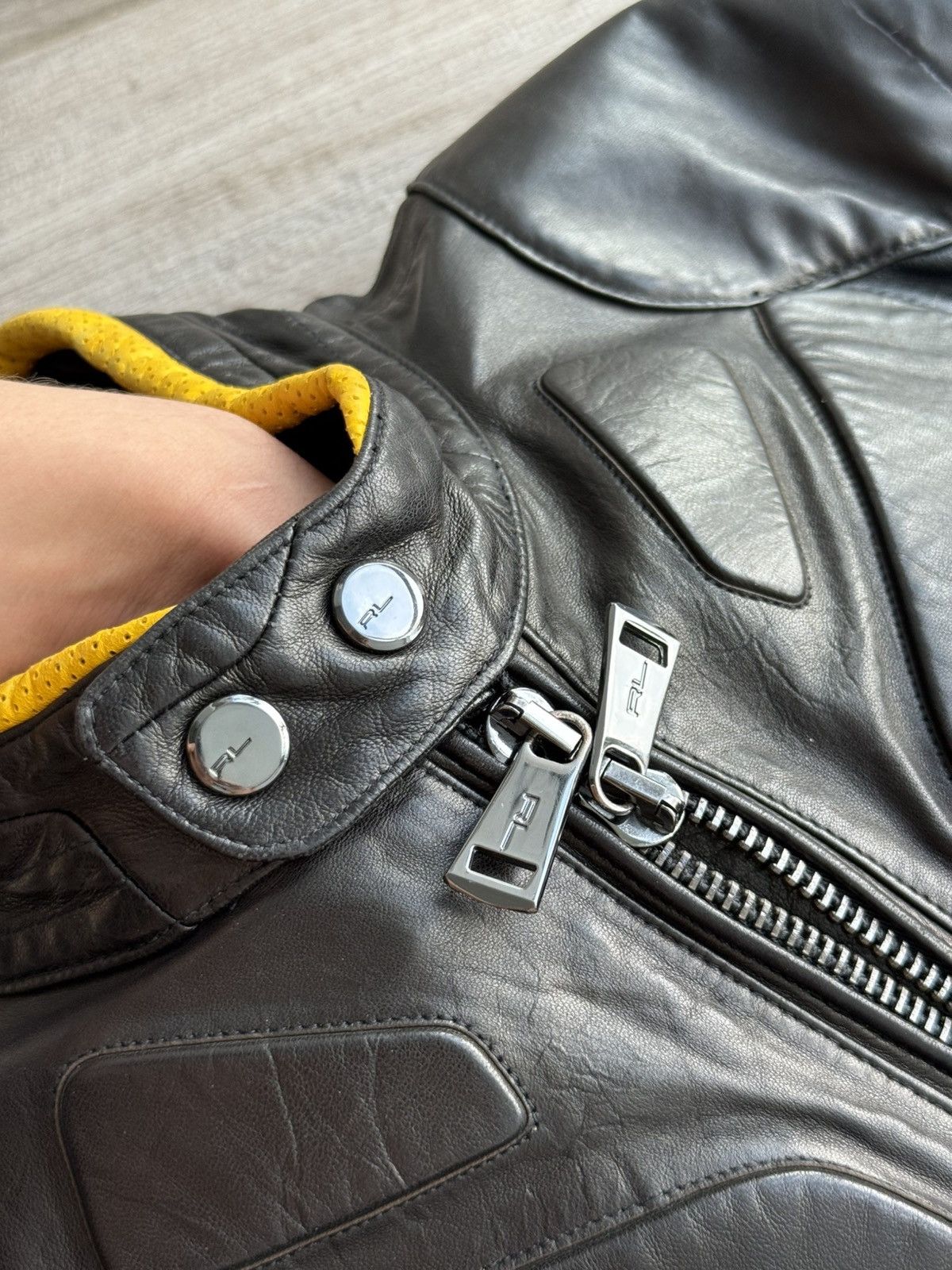 Ralph Lauren Black Label ARCHIVE 5/5 LEATHER MOTO JACKET WITH RIBBED ARMOR DETAILING Size US M / EU 48-50 / 2 - 14 Thumbnail