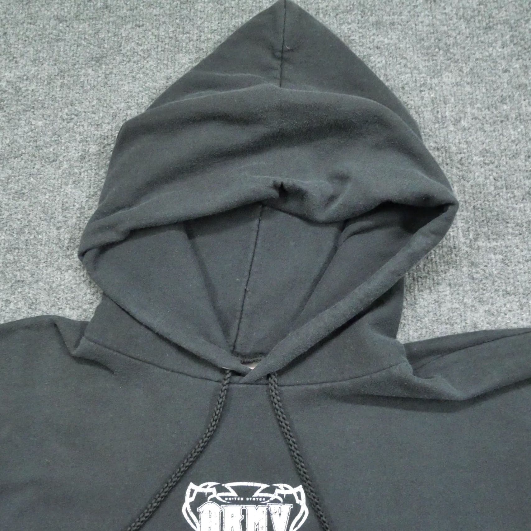 Hanes VINTAGE Hanes Hoodie Mens XL Black Pullover Hooded Distressed Graphic Back Hole Y2K Skull faded US Army Sweatshirt Cotton Polyester Size US XL / EU 56 / 4 - 3 Thumbnail