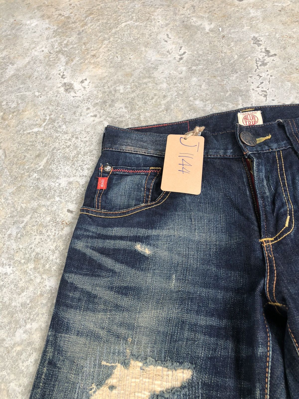 If Six Was Nine Japanese Edwin Blue Trip Flared Jeans Distressed Jeans Size US 32 / EU 48 - 14 Thumbnail