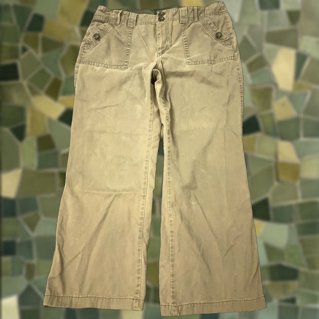 Eddie Bauer Eddie Bauer Pants Women 18 Petite Khaki Wide Leg Chino Casual Pockets Zip Button Twill Size 40" / US 18 - 1 Thumbnail