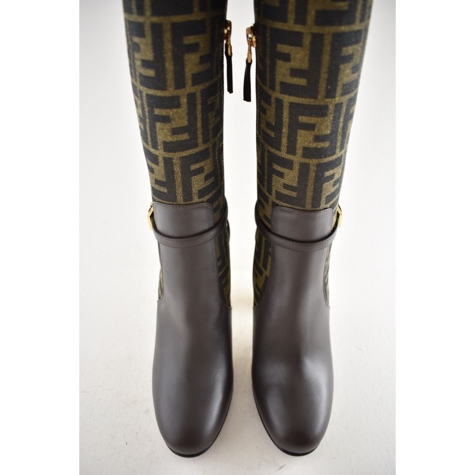 Fendi Fendi 105mm Traced Brown Leather Monogram FF Logo Size US 7 / IT 37 - 10 Thumbnail
