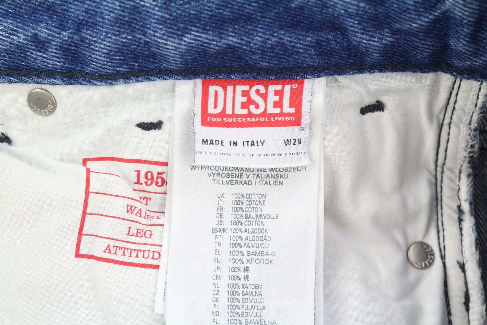 Diesel 1955-FS3 007B8 W29/L32 Blue Washed Pattern 85416 Size US 29 - 9 Thumbnail