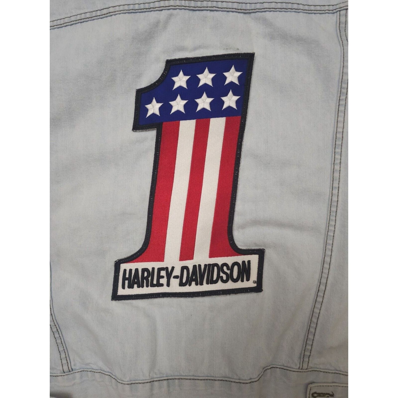 Harley Davidson Harley Davidson Jacket Denim Skull Flames Biker Embroidered Size US L / EU 52-54 / 3 - 7 Thumbnail