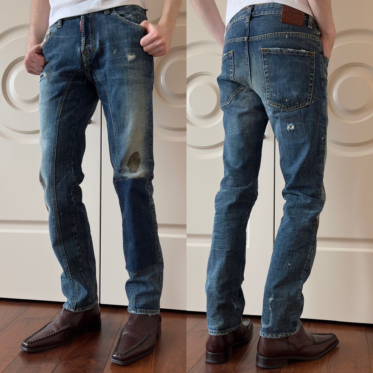 Dsquared2 Dsquared2 F/W 2009 Patchwork Distressed Mud Wash Jeans Size US 29 - 2 Thumbnail
