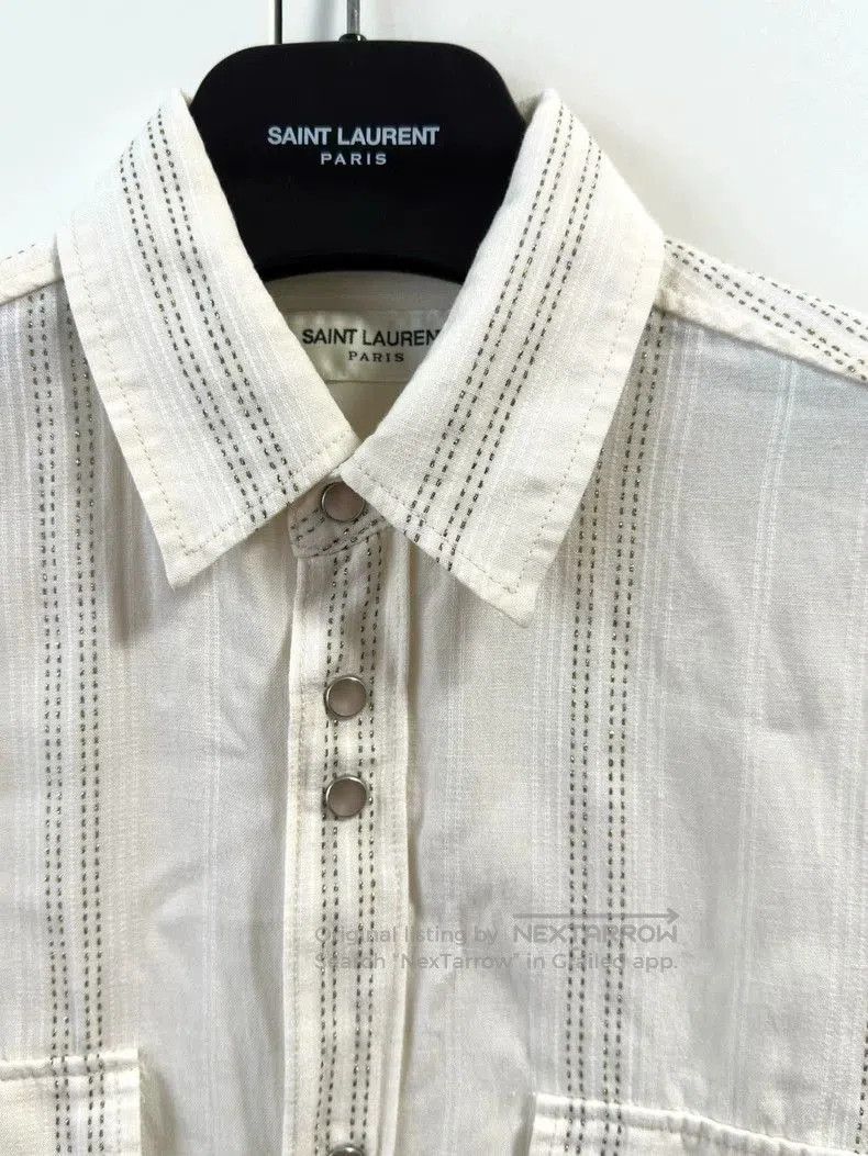 Saint Laurent Paris Saint Laurent Metallic Stripe Button-Up Shirt. Size US M / EU 48-50 / 2 - 2 Thumbnail