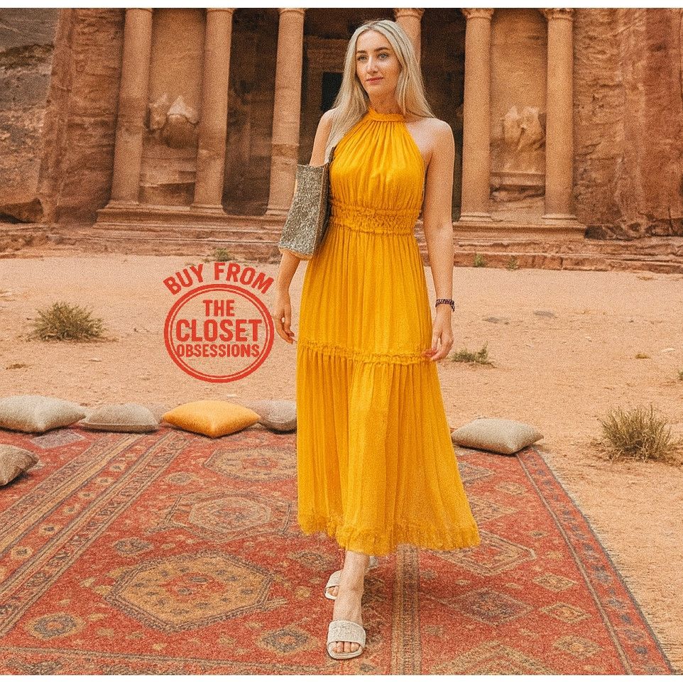 MANGO Yellow Halter Maxi Dress NWT Size 6