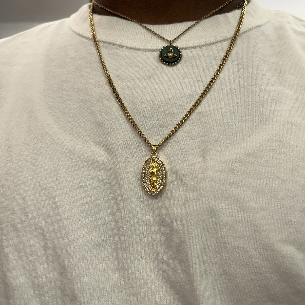 Japanese Brand × Vintage Y2K 2000s gold plated Maria pendant hip hop chain Size ONE SIZE - 7 Thumbnail
