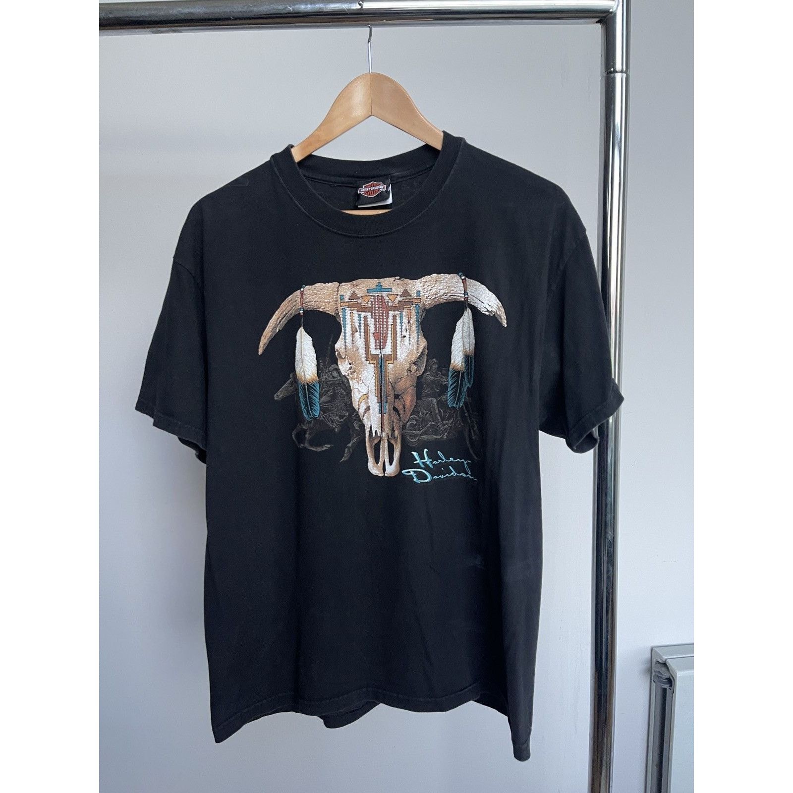 VINTAGE 90s HARLEY DAVIDSON SOUTHWESTERN SKULL LAS VEGAS TEE