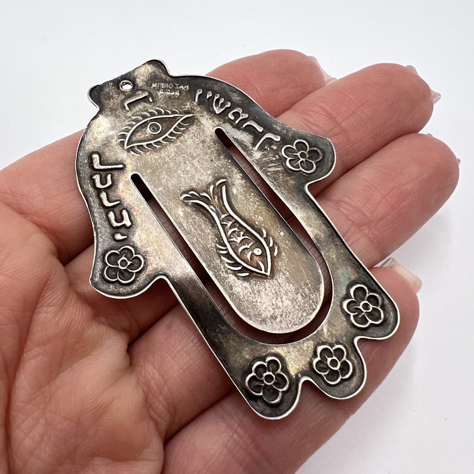 Vintage Vintage 925 Sterling Silver Judaica Hamsa Wall Plaque Size ONE SIZE - 4 Thumbnail