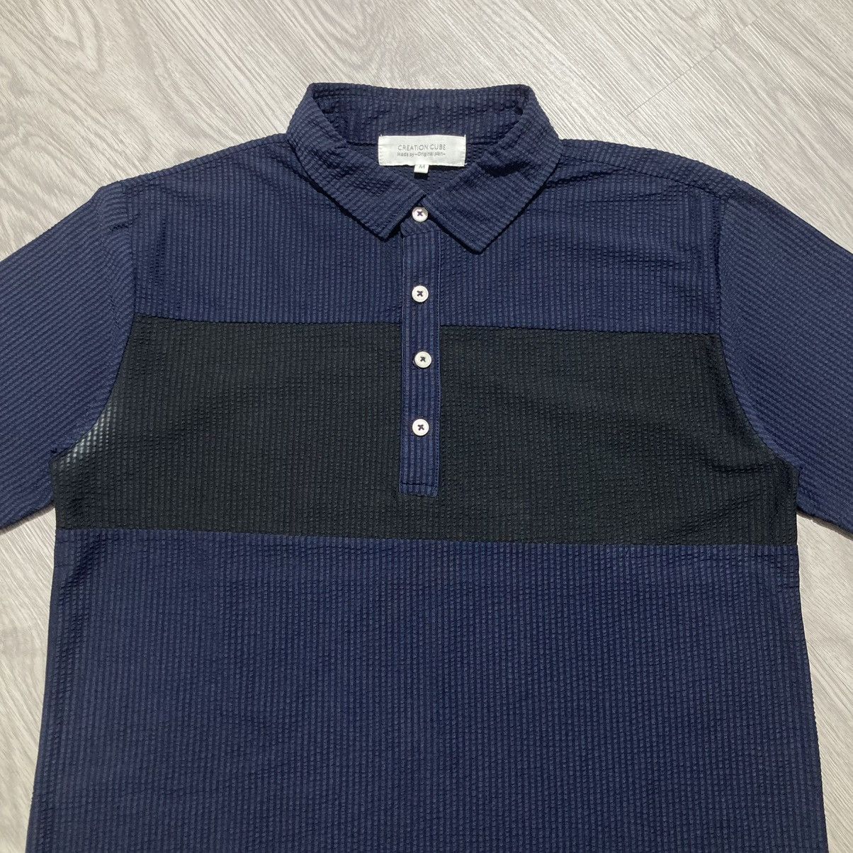 Issey Miyake 2000s Creation Cube Waffle Halfbutton Shirt Designer 2 Tone Size US M / EU 48-50 / 2 - 2 Thumbnail