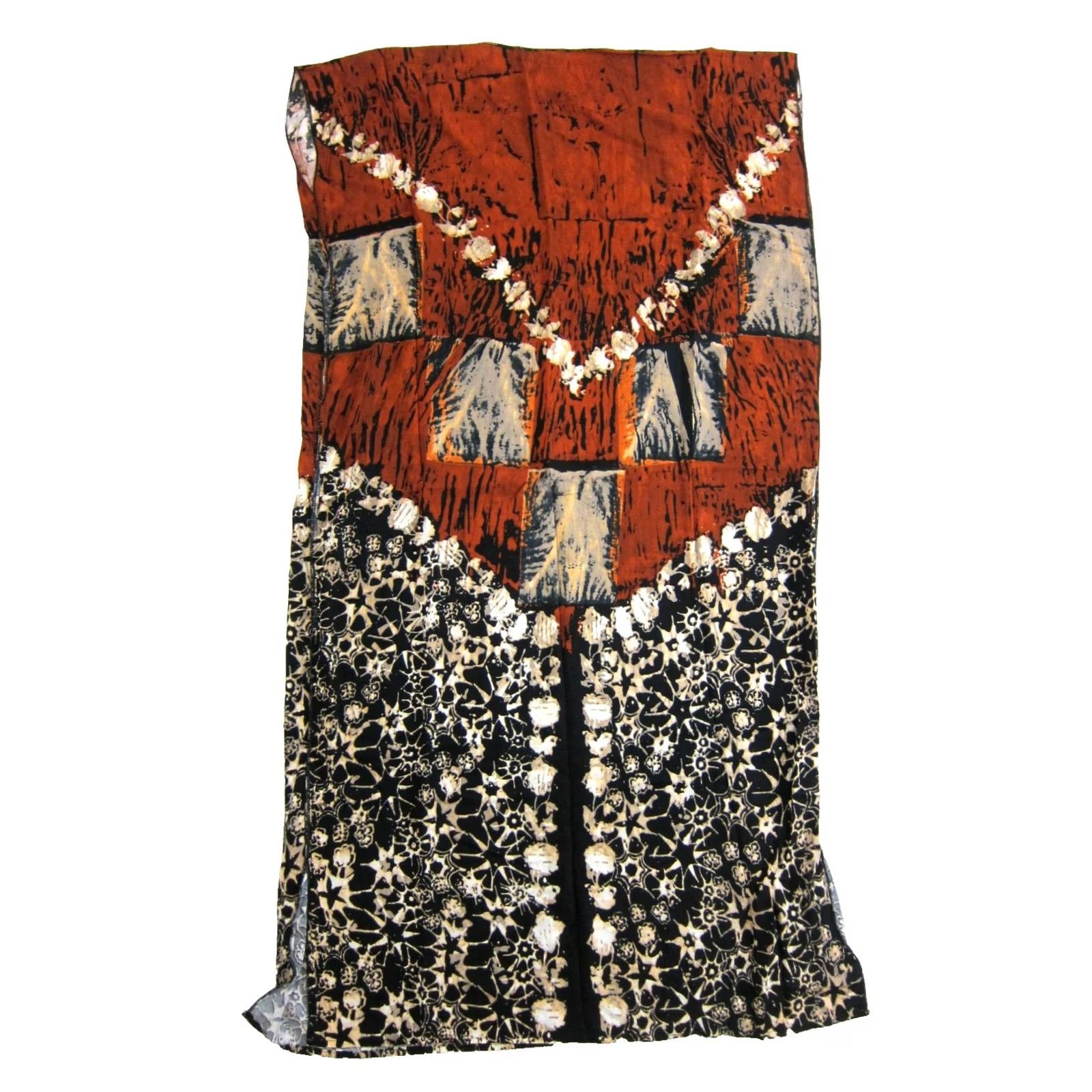 Vintage VINTAGE Di Yashu Kaftan Maxi Shirt Dress L-XL Geometric Art 100% Rayon Brown Black Ivory Women Size L / US 10 / IT 46 - 2 Thumbnail