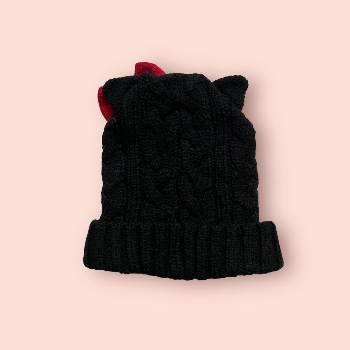 Anime × Cartoon Network × Japanese Brand RARE HELLO KITTY CAT EARS RED RIBBON KNITTED BEANIE Size ONE SIZE - 21 Thumbnail