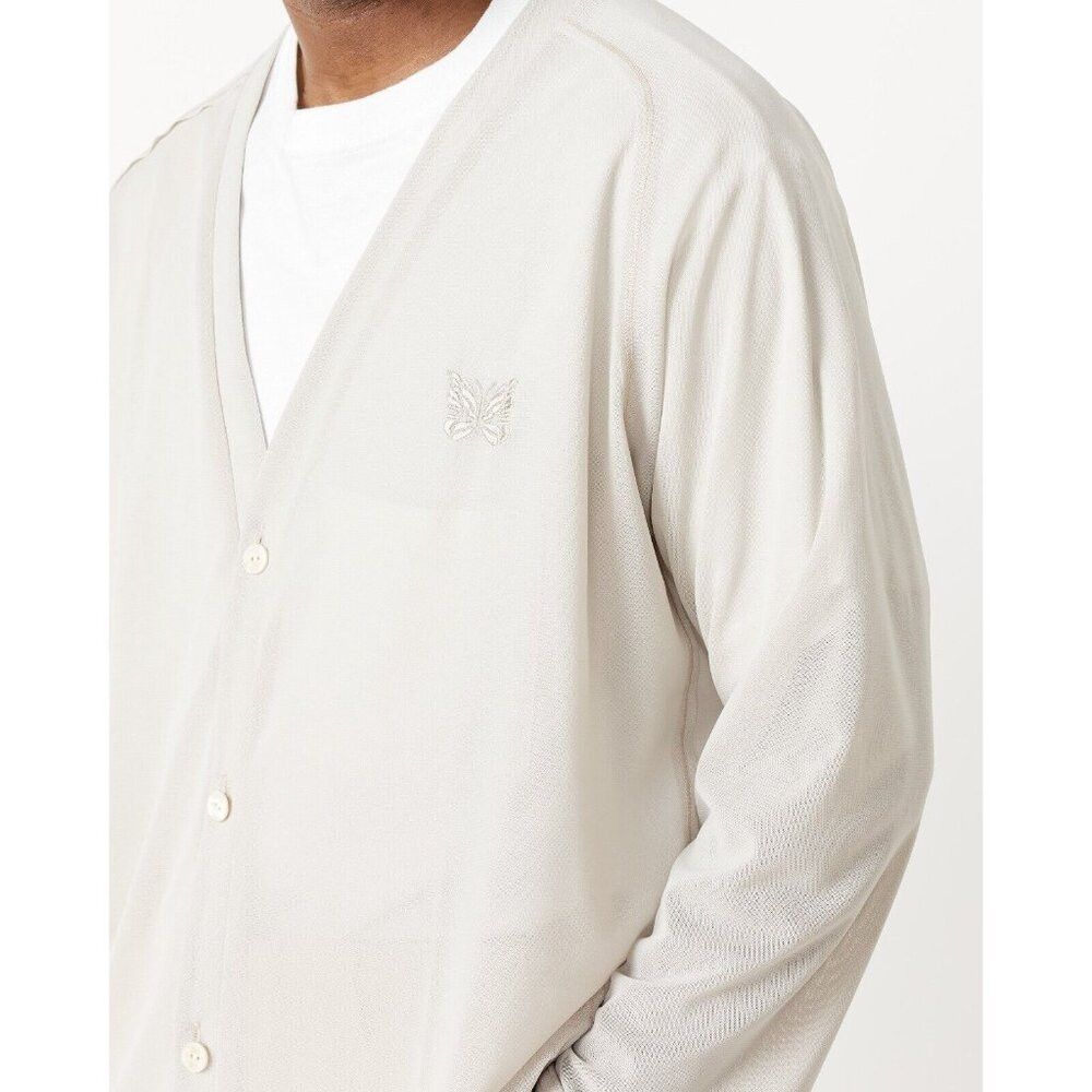 Needles Poly Mesh V-Neck Cardigan in Taupe Size M New