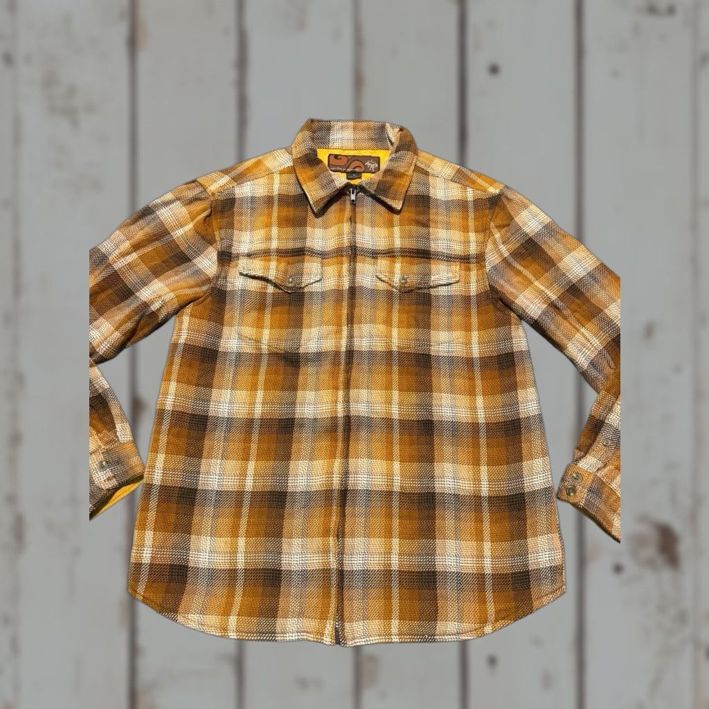 Prana VINTAGE Prana Heritage Zip Flannel Shirt Jacket Prana Heritage Zip Flannel Shirt Jacket Men L Gold Plaid Shacket Workwear Size US M / EU 48-50 / 2 - 1 Thumbnail