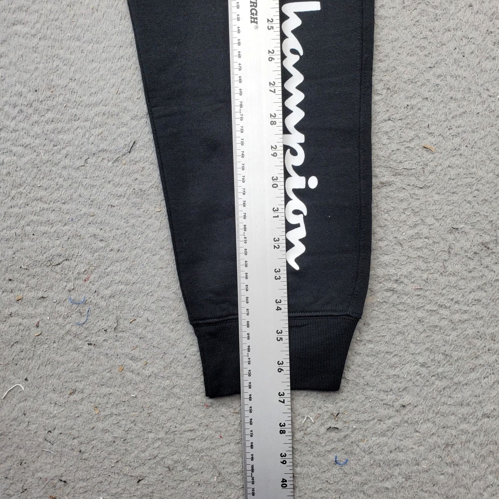 Logo 7 Campions Sweatpants Women S Black Lined Athleticwear Pockets Tapered Leg Script Logo Size 28" / US 6 / IT 42 - 5 Thumbnail